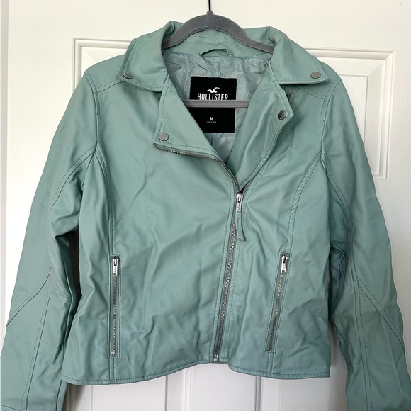 faux teal leather jacket - Picture 1 of 4